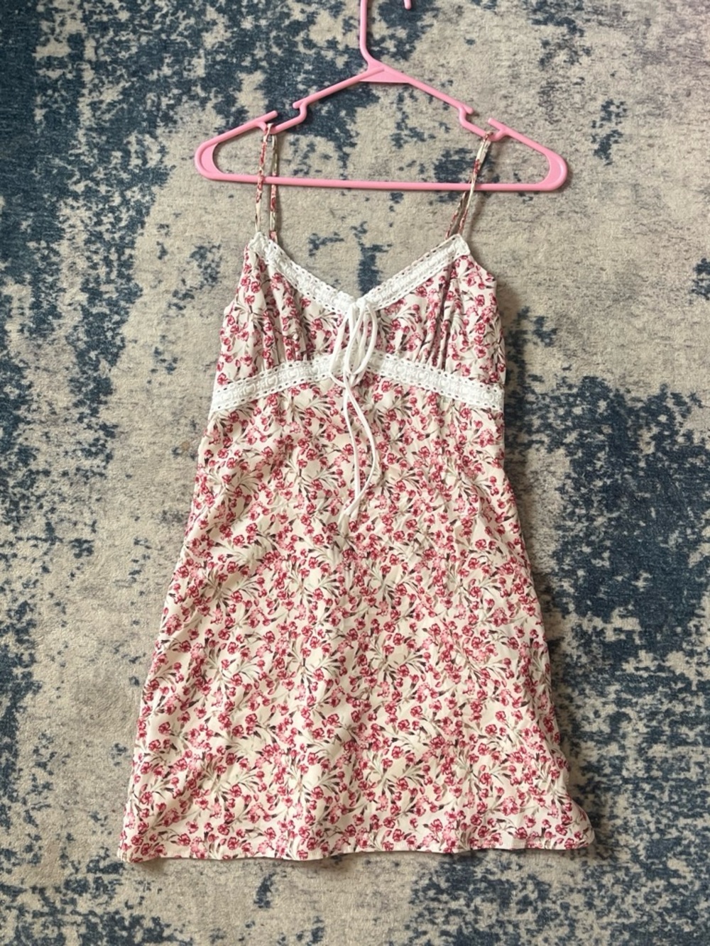 Forever 21 Cream Slip Dress with Pink Floral Print